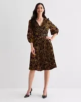 Melonie T Womens 3/4 Sleeve Floral Midi Fit + Flare Dress