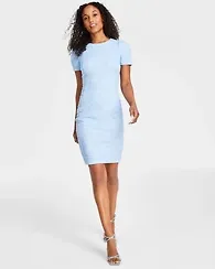 Calvin Klein Women's Tweed Short-sleeve Sheath Mini Dress