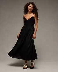 AE V-Neck Crochet Midi Dress