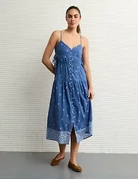 AE V-Neck Side Tie Midi Dress