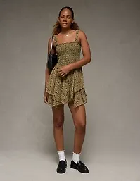 AE Handkerchief Hem Ruffle Floral Mini Dress