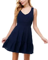 City Studios Juniors' Tiered Tie-Back A-Line Dress