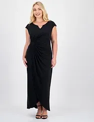 Connected Plus Short-Sleeve Jersey Maxi Dress