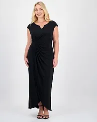 Connected Plus Short-Sleeve Jersey Maxi Dress