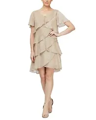 Sl Fashions Tiered Shimmer Shift Dress