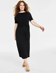 On 34th Women's Crewneck Wrap Tie Dress, Created for Macy's