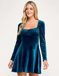 Seni & Cade Junior's Long Sleeves Velvet Dress