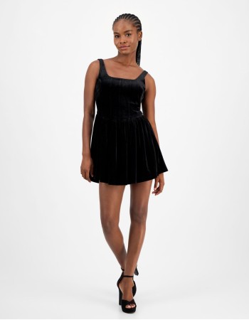 And Now This Women's Velvet Corset Mini Dress