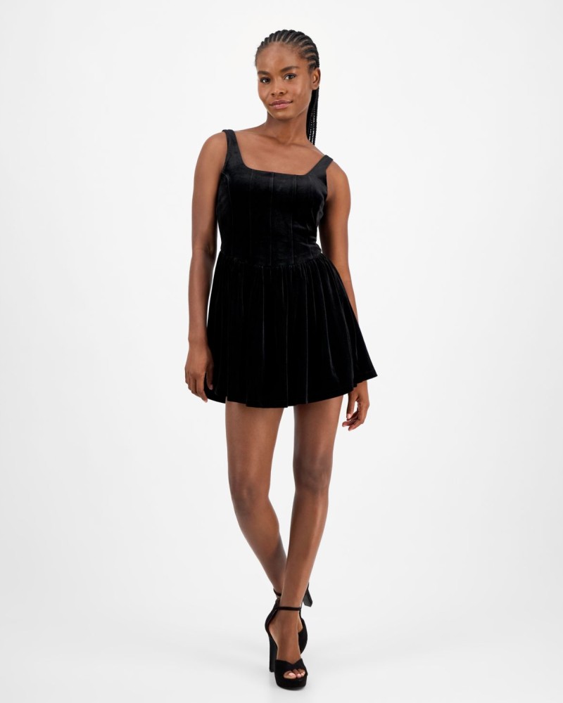 And Now This Women's Velvet Corset Mini Dress