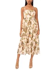 Msk Women's Sleeveless Tiered Midi Dress