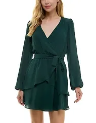 City Studios Juniors' Surplice-Neck Fit & Flare Dress