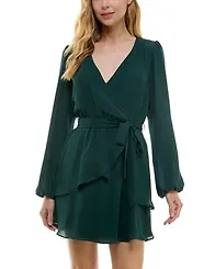 City Studios Juniors' Surplice-Neck Fit & Flare Dress