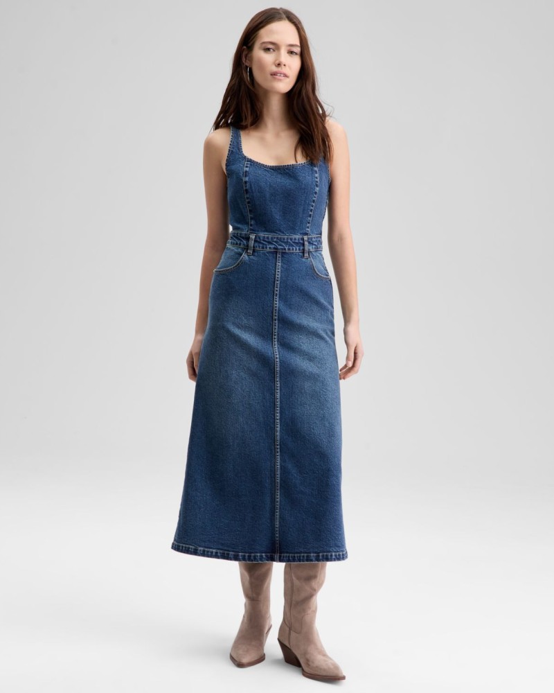 And Now This Women's Sleeveless Denim Midi Dress