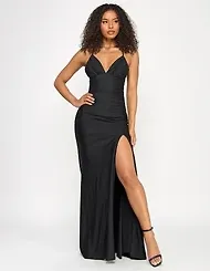 Katia Rae Juniors' Sleeveless Lace-Up-Back Gown