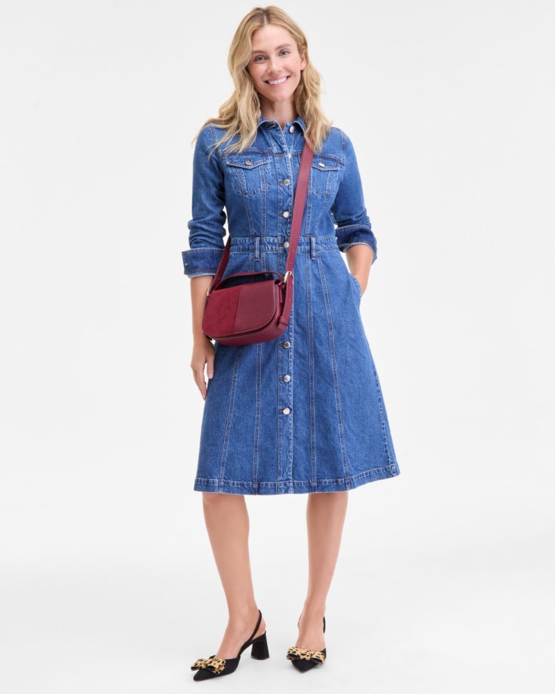 On 34th Women's Denim Midi Shirtdress