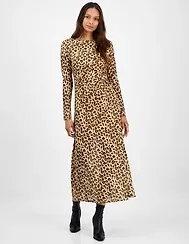 Bar Iii Women's Leopard-Print Mesh Low-Back Midi Dress
