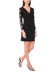 Msk Petite Faraj Sleeve Faux Wrap V-Neck Dress