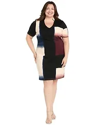 R & M Richards Plus Placement Print Scuba Dress