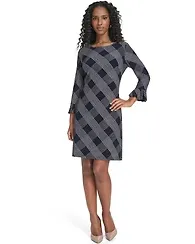 Tommy Hilfiger Women's Plaid 3/4-Sleeve Shift Dress