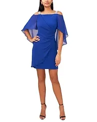 Msk Petite Ruched Cape Dress