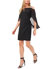 Msk Beaded-Strap Capelet-Back Dress