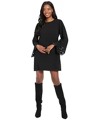 London Times Women's Embellished Long Sleeves Dress