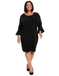 London Times Plus Bell Sleeves Sweater Dress